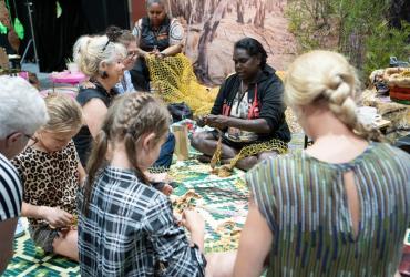 Children's workshop with Anindilyakwa Arts at Darwin Aboriginal Art Fair 2019.