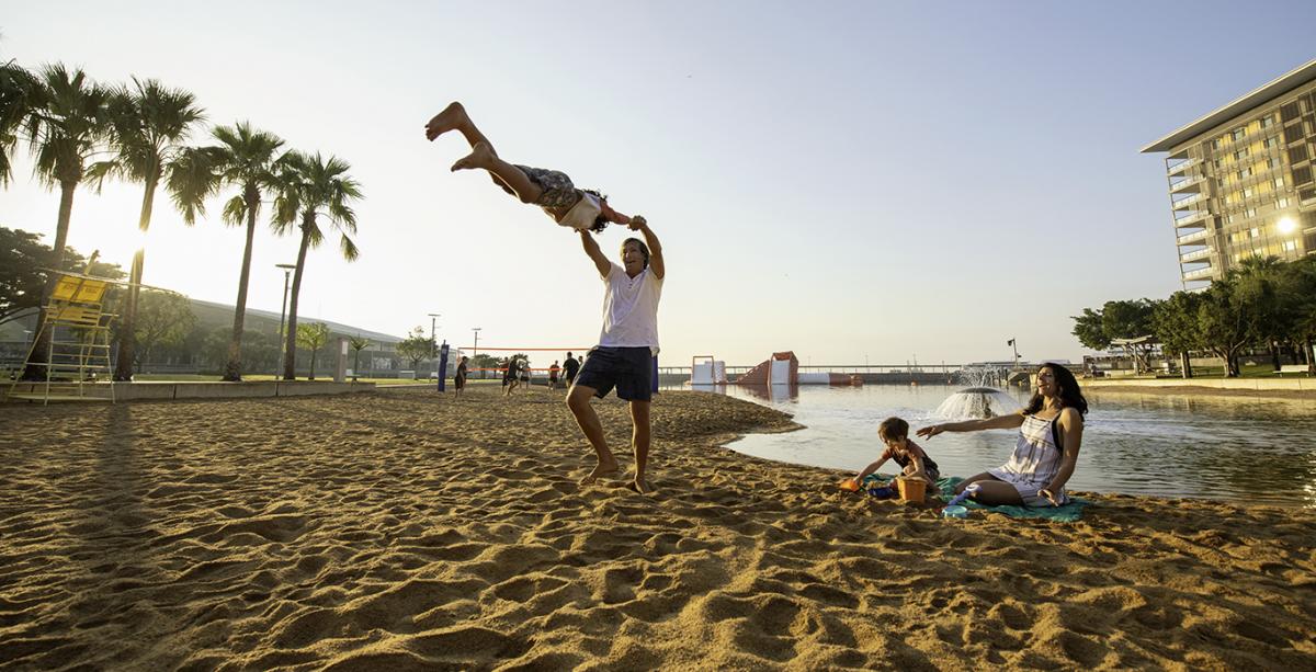 Family enjoying a day at the beach