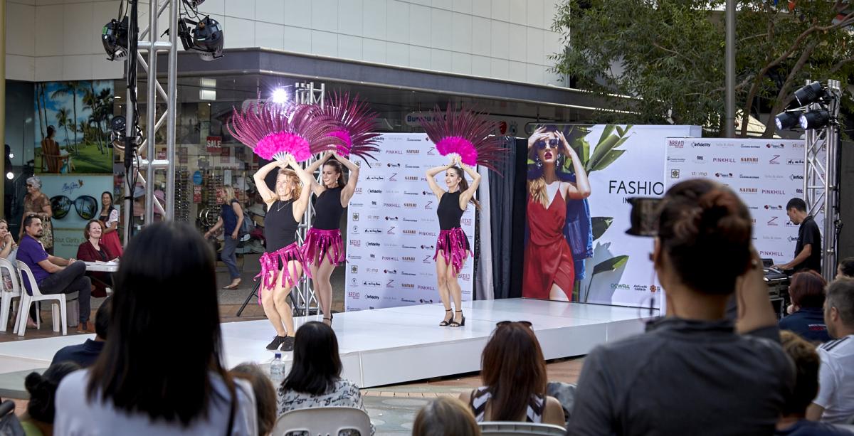 Fashion in the city Dancers on catwalks