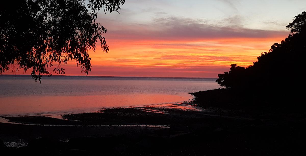 sunset over water